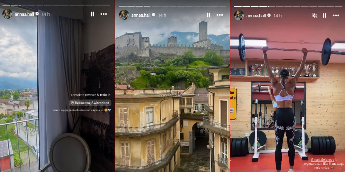 Screenshots of Hall's Instagram stories.